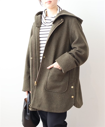 【L～６L】サイド スリット フーテッド コート(63カーキ-ＬＬ-0340122-63-033)