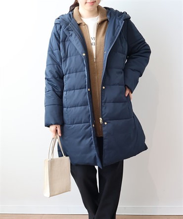 【L～５L】フード付き ダウンコート(70コン-４Ｌ-0340124-70-040)
