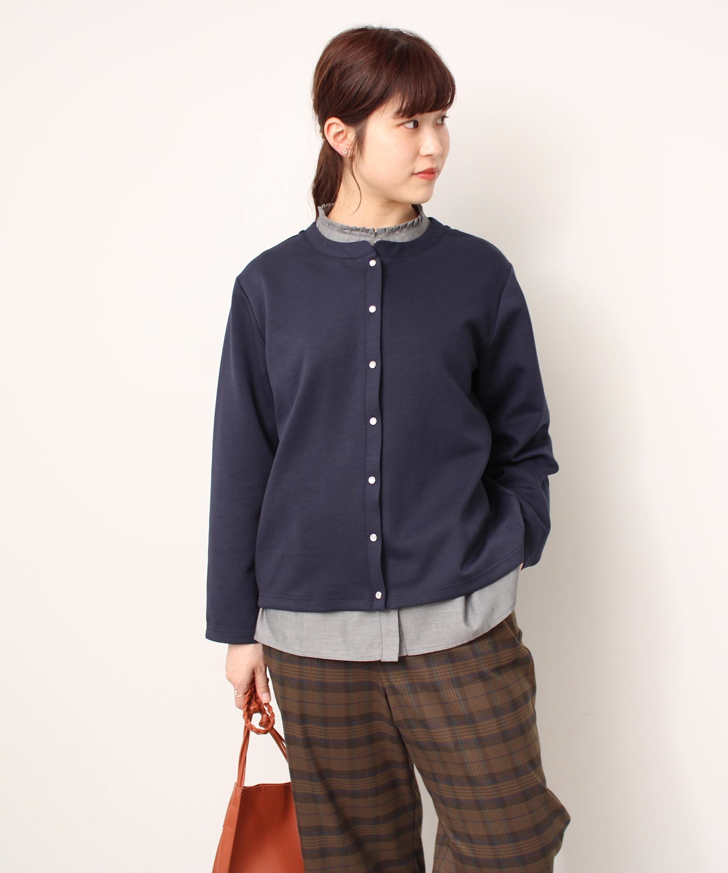 【L～5L】ダンボールニット ラウンドネック カーディガン(70コン-Ｌ-0340419-70-032)