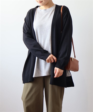 【LL～６L】【WEB/一部店舗限定】【抗ピル】 トッパー カーディガン(00クロ-４Ｌ-0340468-00-040)