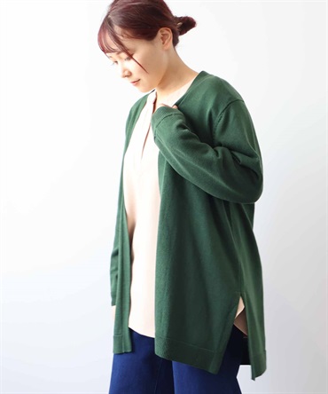 【LL～６L】【WEB/一部店舗限定】【抗ピル】 トッパー カーディガン(61グリーン-５Ｌ-0340468-61-041)