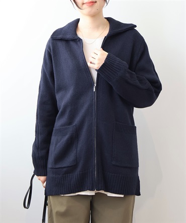 【L～６L】ミドル丈 襟付き ニット カーディガン(70コン-５Ｌ-0340470-70-041)