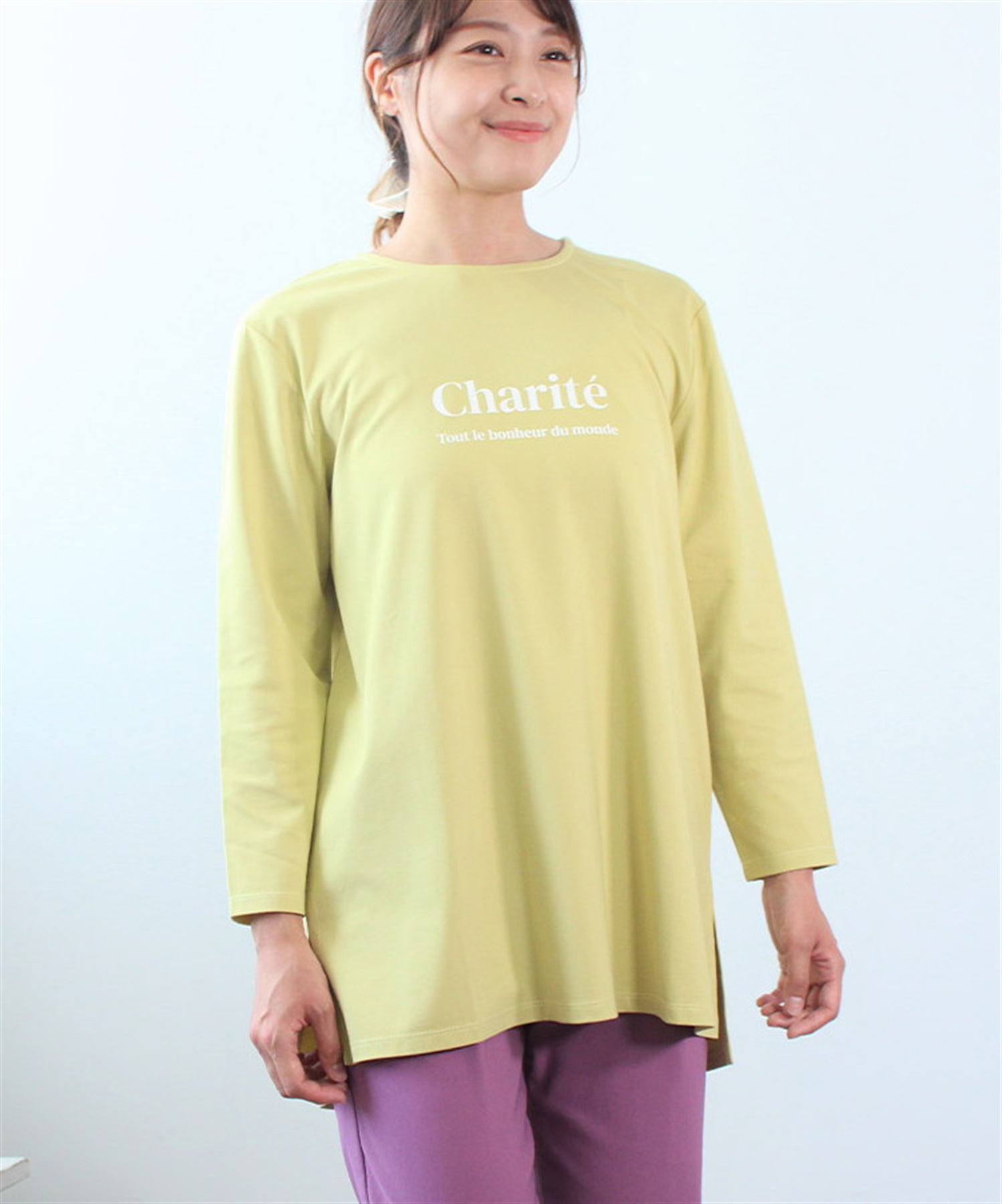 【M～５L】プリント ロゴ Ｔシャツ カットソー(61グリーン-Ｍ-0340598-61-031)