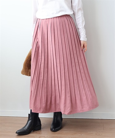 【LL～６L】【WEB/一部店舗限定】 スェード調 ロング プリーツスカート(32ピンク-４Ｌ-0340715-32-040)