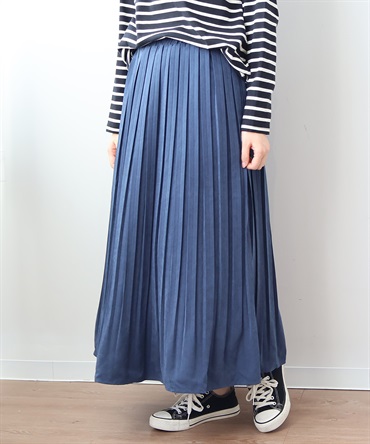 【LL～６L】【WEB/一部店舗限定】 スェード調 ロング プリーツスカート(70コン-５Ｌ-0340715-70-041)