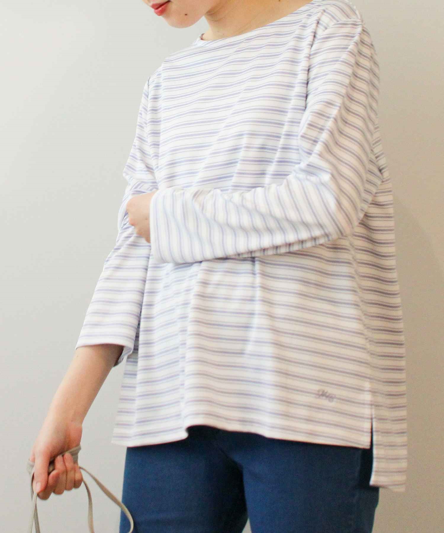 【L～５L】コンパクト ポンチ ボーダーT(01オフ-Ｌ-0341494-01-032)