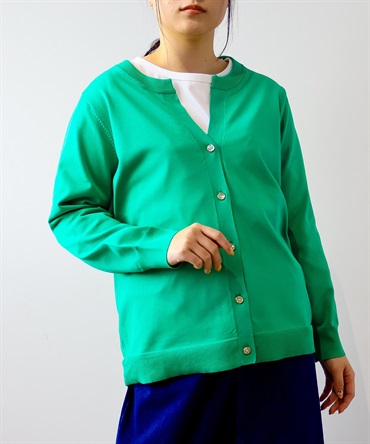 【L～６L】スキッパーカラー ニット カーディガン(61グリーン-６Ｌ-0341497-61-342)