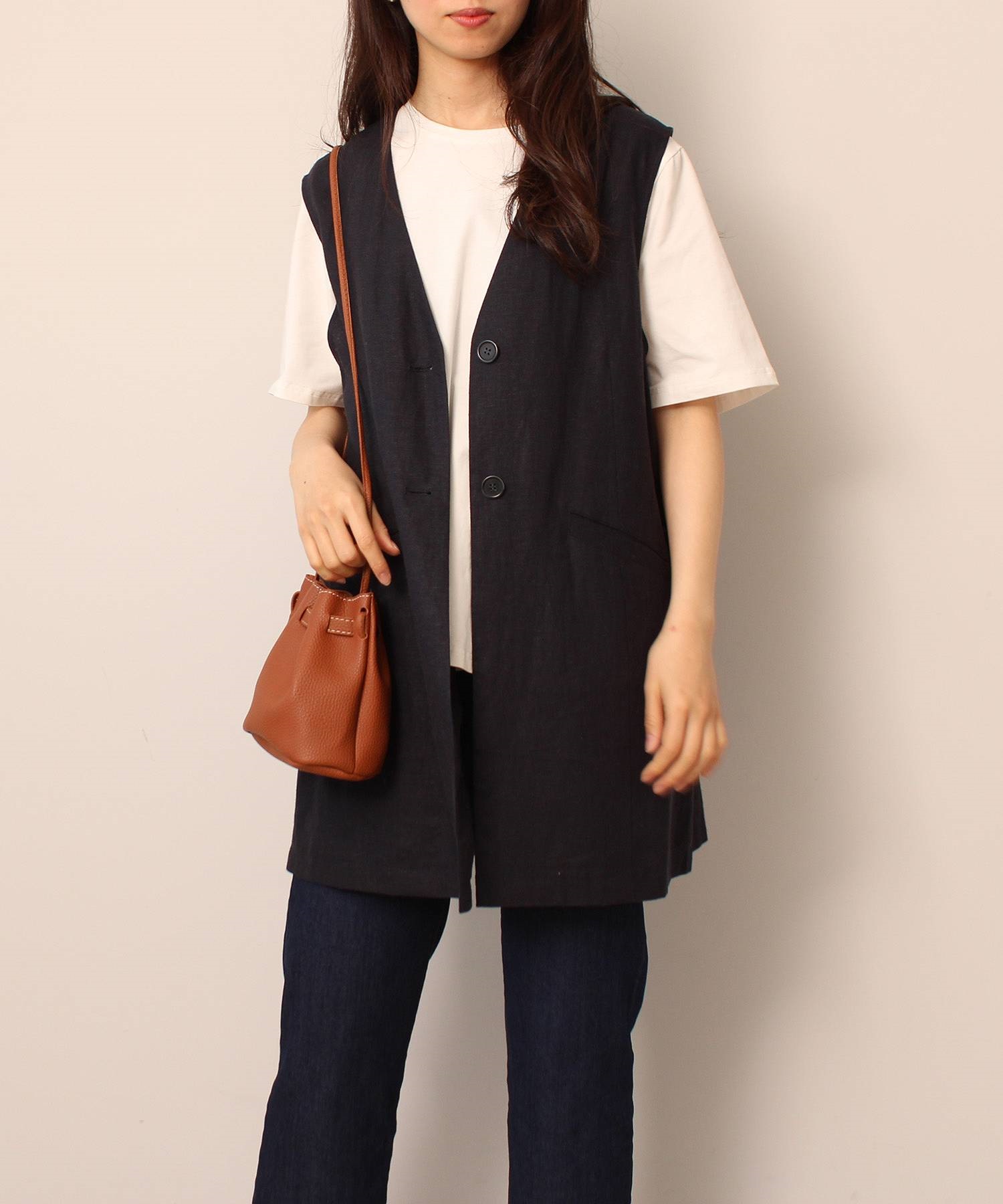 麻混 オックス ジレ ベスト(70コン-Ｌ-0342379-70-032)