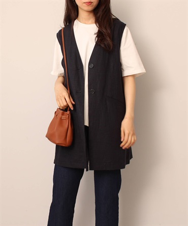 麻混 オックス ジレ ベスト(70コン-３Ｌ-0342379-70-035)