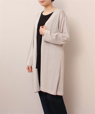 【L～5L】【WEB/一部店舗限定】 【接触冷感】 脇スリット ロング カーディガン(12ライトグレー-４Ｌ-0342469-12-040)