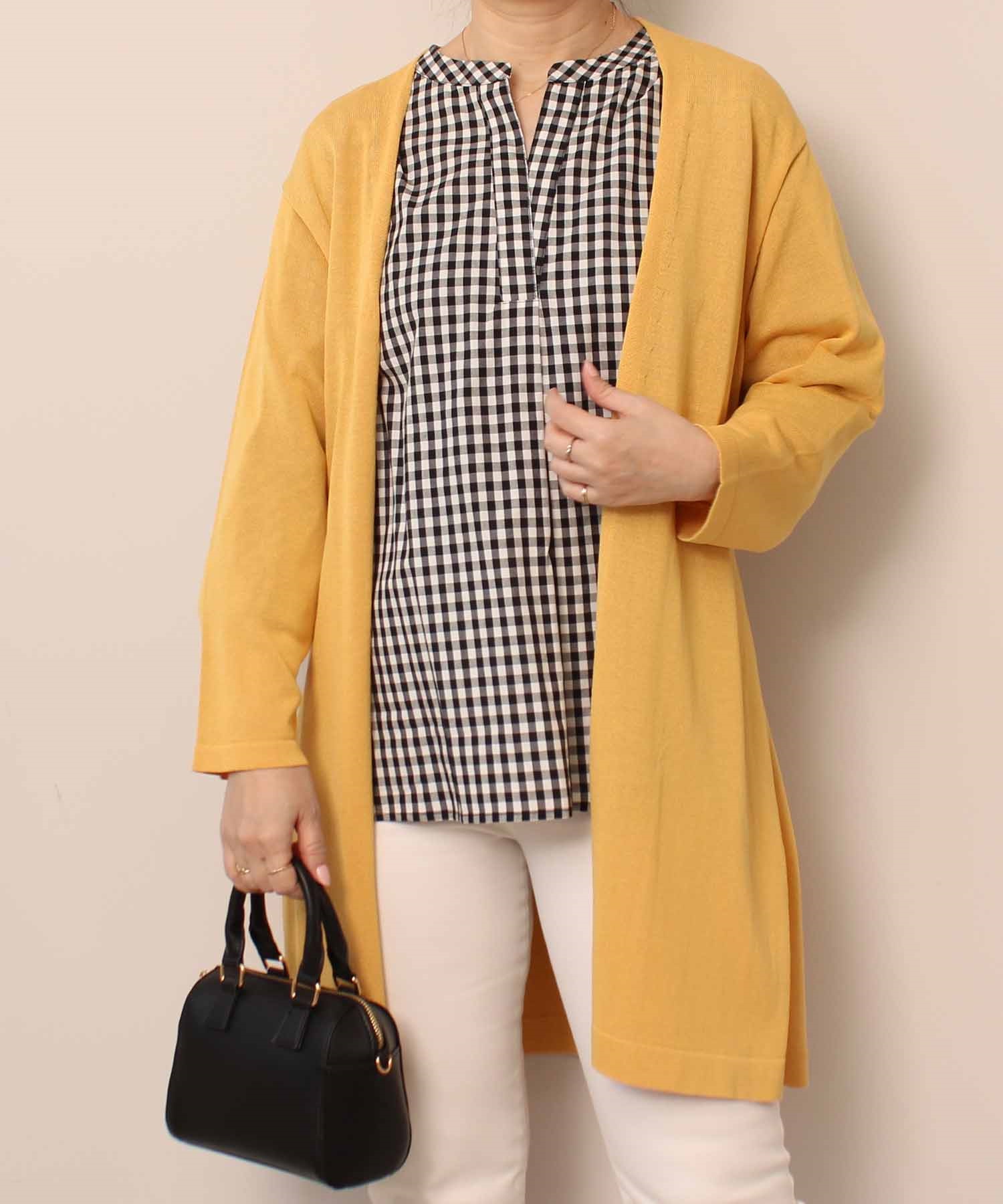 【L～5L】【WEB/一部店舗限定】 【接触冷感】 脇スリット ロング カーディガン(51イエロー-ＬＬ-0342469-51-033)