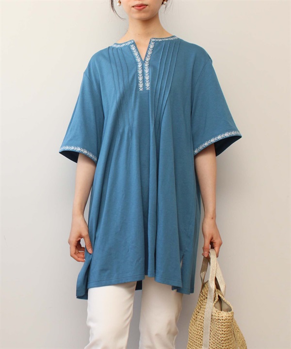 【LL～６L】【WEB/一部店舗限定】 刺繍使い チュニック
