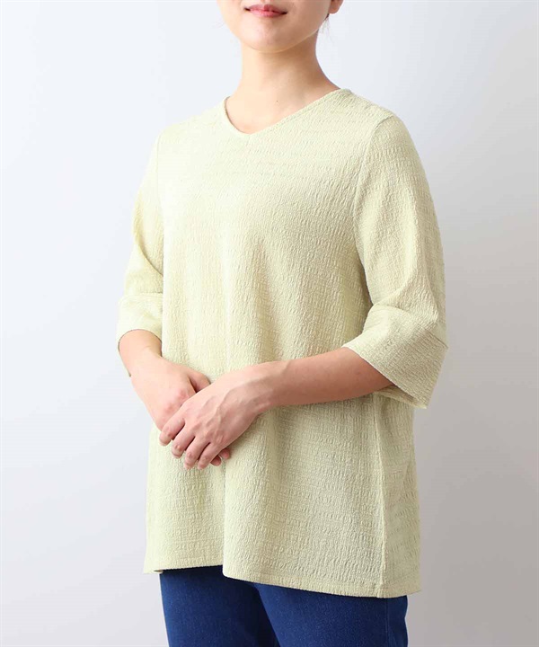 【L～5L】シャーリングニット バックギャザー プルオーバー