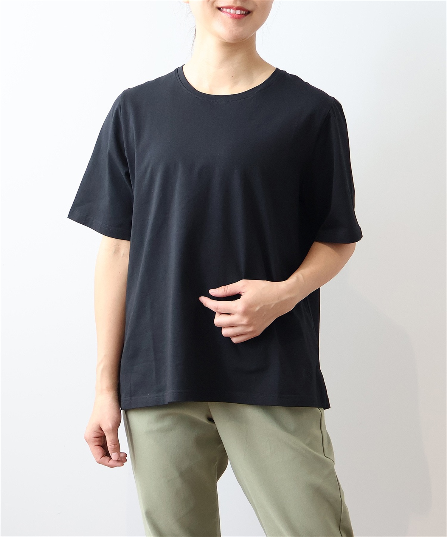 【L～6L】【接触冷感】 ベーシック Tシャツ(00クロ-Ｌ-0342483-00-032)
