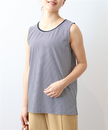 【L～6L】【接触冷感】 ラメパイピング使い タンクトップ(04シロクロＢＤ-４Ｌ-0342484-04-040)