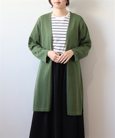 【LL～6L】【WEB&一部店舗】 【接触冷感/UVカット】 サイドスリット ロングカーディガン(63カーキ-４Ｌ-0342486-63-040)