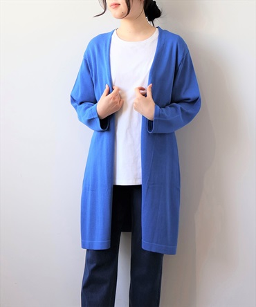 【LL～6L】【WEB&一部店舗】 【接触冷感/UVカット】 サイドスリット ロングカーディガン(71ブルー-４Ｌ-0342486-71-040)