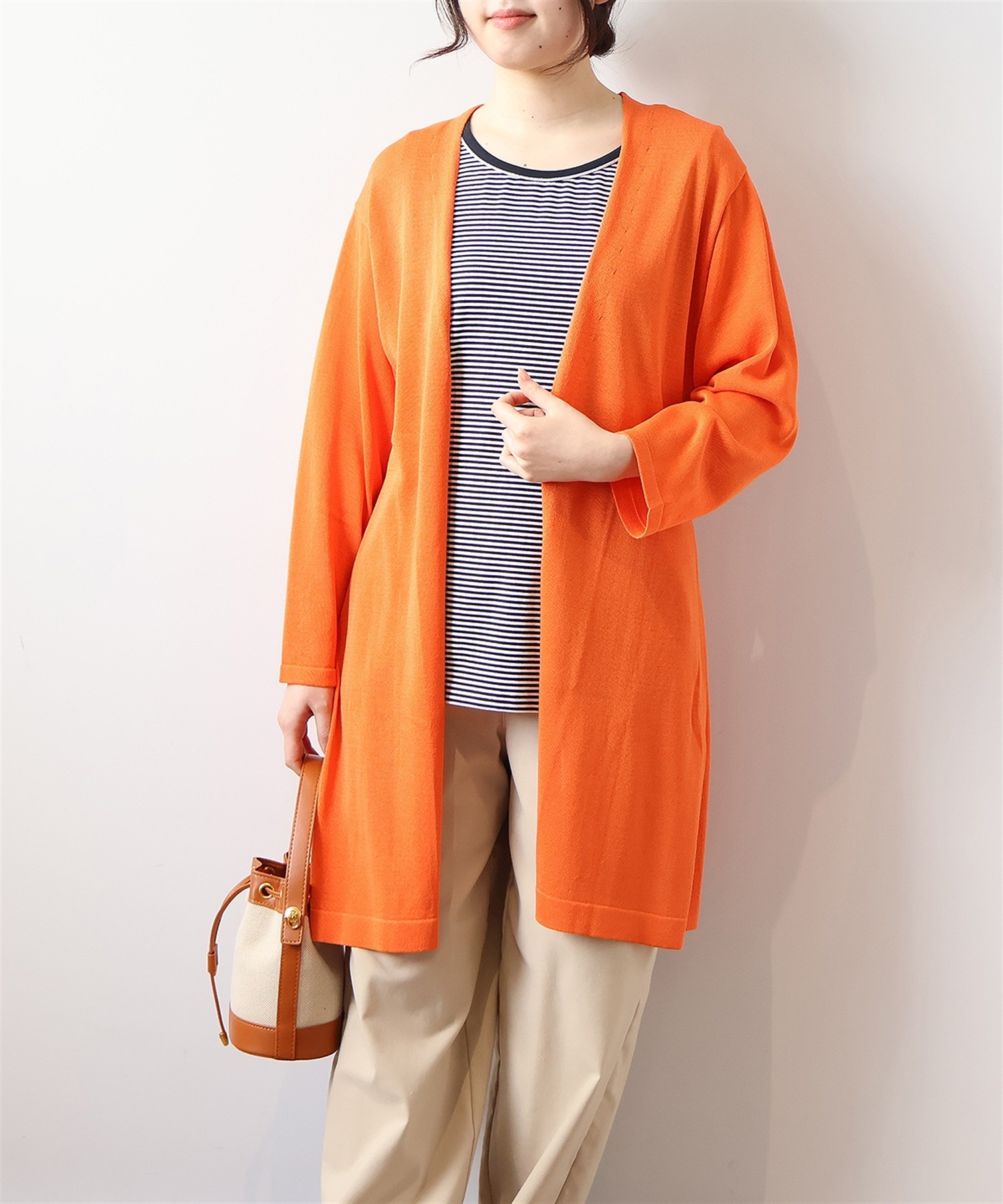 【LL～6L】【WEB&一部店舗】 【接触冷感/UVカット】 サイドスリット ロングカーディガン