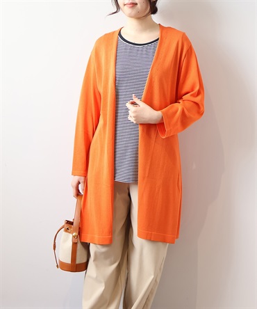 【LL～6L】【WEB&一部店舗】 【接触冷感/UVカット】 サイドスリット ロングカーディガン