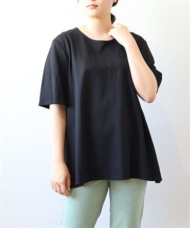 【Ｌ～６L】モクロディ フレア Tシャツ(00クロ-３Ｌ-0342490-00-035)