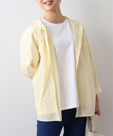 【L～5L】シャンブレー フーディー シャツ(51イエロー-３Ｌ-0342663-51-035)
