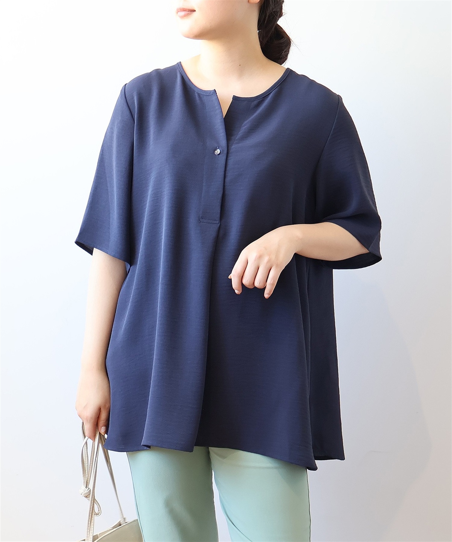 【L～6L】エステルビンテージ ラウンドネックチュニック(70コン-Ｌ-0342669-70-032)