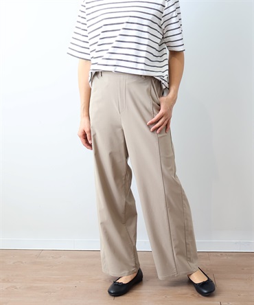 【L～6L】切替え ストレッチ ワイドパンツ