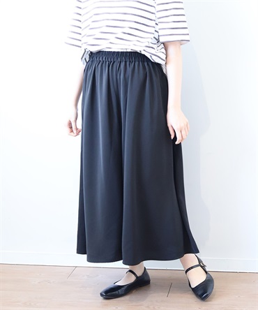 【LL～6L】【WEB&一部店舗】 ソフトサテン ギャザー スカーチョ(00クロ-３Ｌ-0342854-00-035)