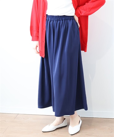 【LL～6L】【WEB&一部店舗】 ソフトサテン ギャザー スカーチョ(70コン-ＬＬ-0342854-70-033)
