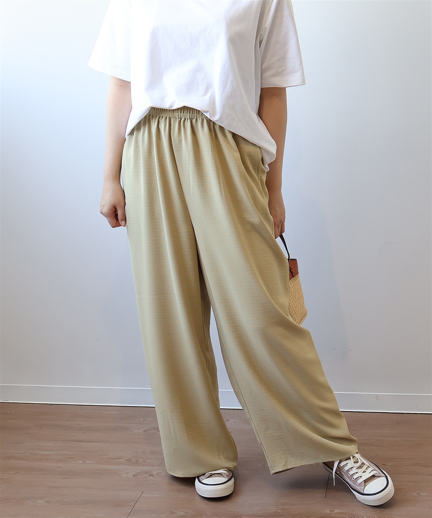 【Ｌ～６L】エステルビンテージ イージーワイドパンツ(82ベージュ-Ｌ-0342857-82-032)