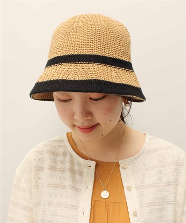 ライン 編み バケット ハット(82ベージュ-フリー-0342913-82-900)
