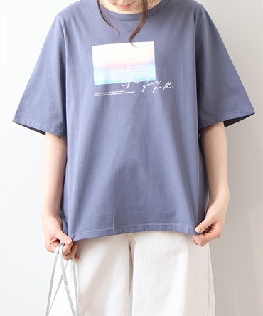 【L～5L】コットン天竺 グラフィック Tシャツ(11グレー-４Ｌ-0343529-11-040)