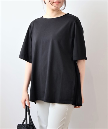【LL～6L】【WEB/一部店舗限定】 サイドプリーツ カットソー(00クロ-３Ｌ-0343533-00-035)