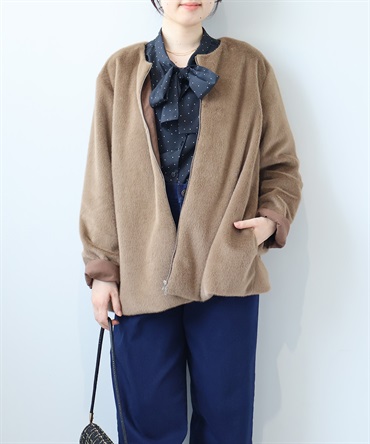 【L～５L】エコファー ジップ ブルゾン(81チャ-５Ｌ-0345309-81-041)
