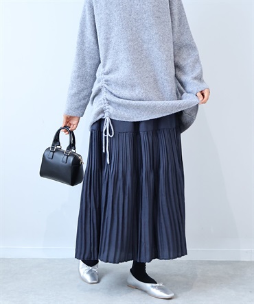【L～５L】切替 ギャザー プリーツ ロング スカート(70コン-３Ｌ-0345709-70-035)