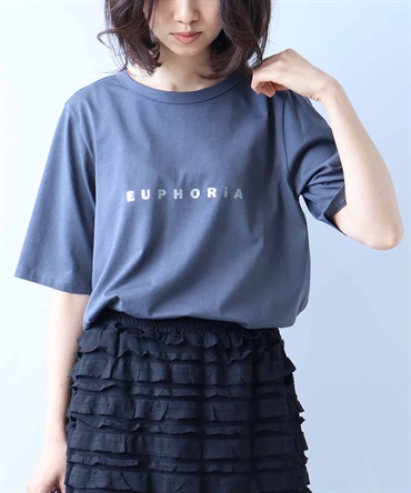 【L～5L】箔プリント Tシャツ(10チャコールグレー-５Ｌ-0347524-10-041)