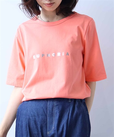 【L～5L】箔プリント Tシャツ(42サーモン-４Ｌ-0347524-42-040)