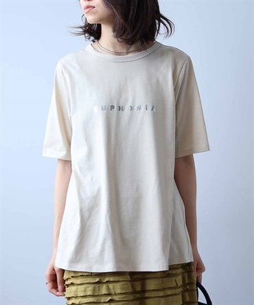 【L～5L】箔プリント Tシャツ(82ベージュ-Ｌ-0347524-82-032)