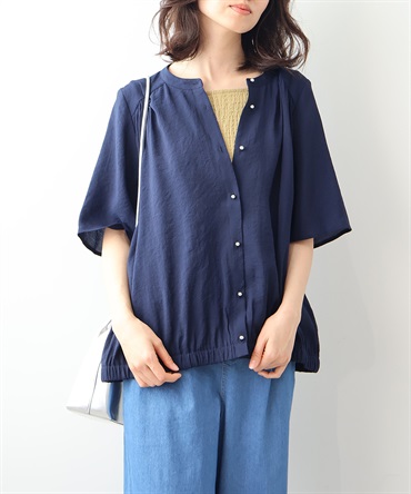 【Ｌ～5L】ワッシャー ギャザー ヘムシャツ(70コン-３Ｌ-0347619-70-035)