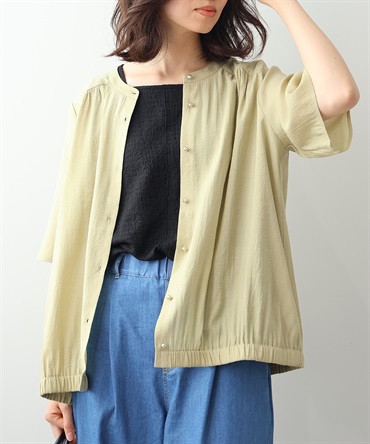 【Ｌ～5L】ワッシャー ギャザー ヘムシャツ