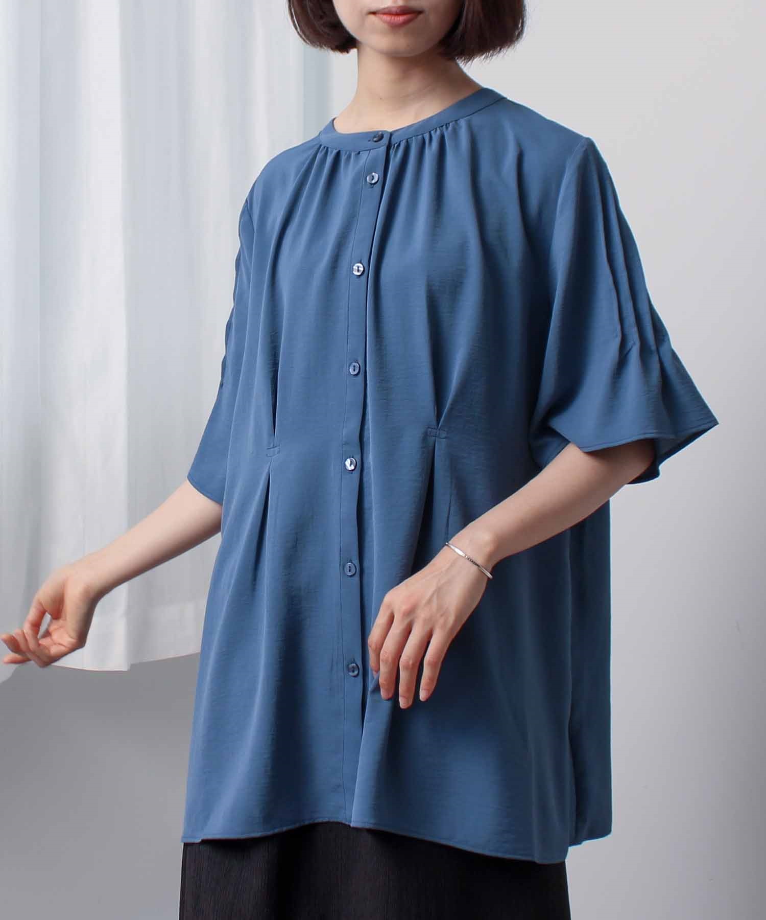 【L～５L】ワッシャ― タック ブラウス(70コン-Ｌ-0348606-70-032)