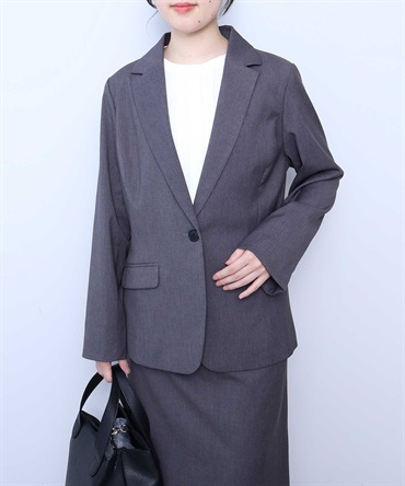 【L～５L】【セットアップ・ウォッシャブル】 コンパクトツイル テーラード ジャケット(11グレー-４Ｌ-0360209-11-040)