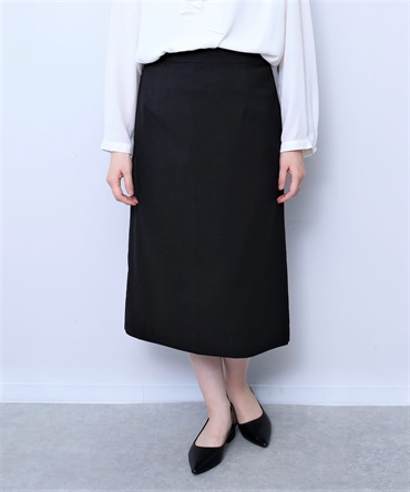【L～５L】【セットアップ・ウォッシャブル】 コンパクトツイル セミ タイト スカート(00クロ-４Ｌ-0360210-00-040)