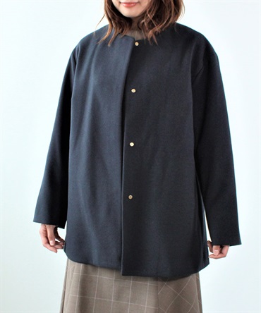 【M～５L】メルティ ジョーゼット ノーカラー ジャケット(70コン-Ｌ-0360328-70-032)