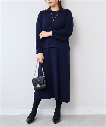 【L～5L】【抗ピル】 ドッキング ニットワンピース(70コン-３Ｌ-0360488-70-035)