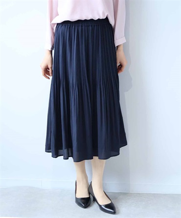 【L～6L】ジョーゼット プリーツスカート(70コン-６Ｌ-0361711-70-342)