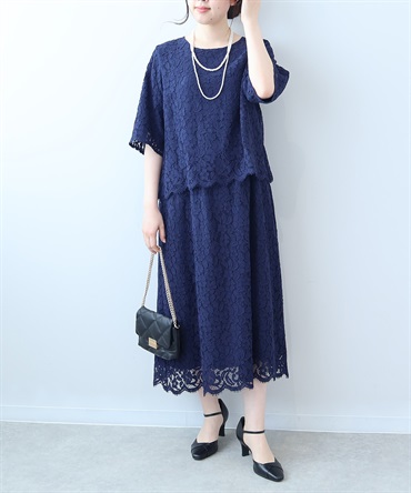 【L～５L】スカラレース ワンピース(70コン-３Ｌ-0362116-70-035)