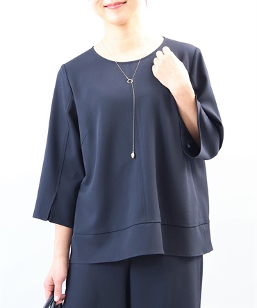 【L～５L】【セットアップ】 ドライツイル 切替 ブラウス(70コン-３Ｌ-0362207-70-035)