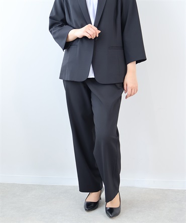 【L～6L】【接触冷感】【吸湿速乾】 リネンライク セットアップ パンツ(00クロ-６Ｌ-0362211-00-342)