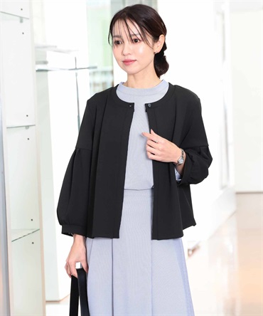 【L～５L】カットジョーゼット カーディガン ジャケット(00クロ-４Ｌ-0362323-00-040)